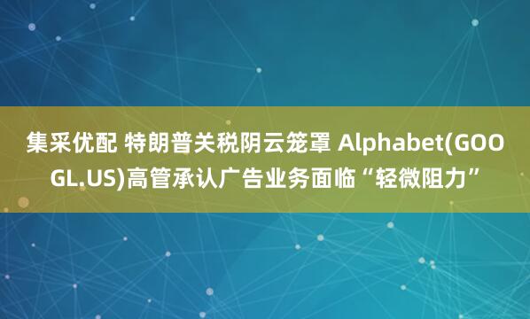 集采优配 特朗普关税阴云笼罩 Alphabet(GOOGL.US)高管承认广告业务面临“轻微阻力”