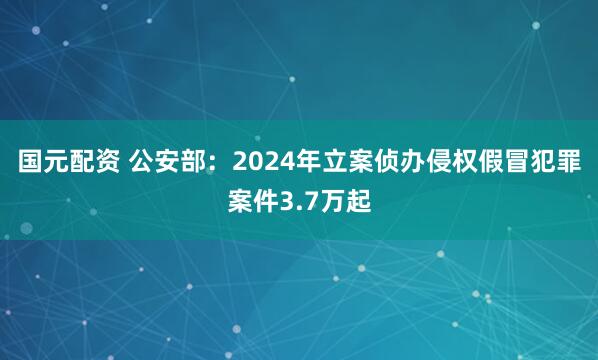 国元配资 公安部：2024年立案侦办侵权假冒犯罪案件3.7万起